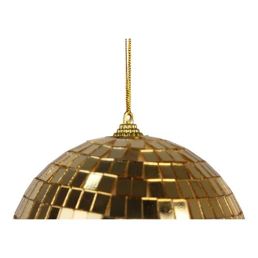 Esfera Decorativa Tipo Bola Disco Dorada – 12 cm
