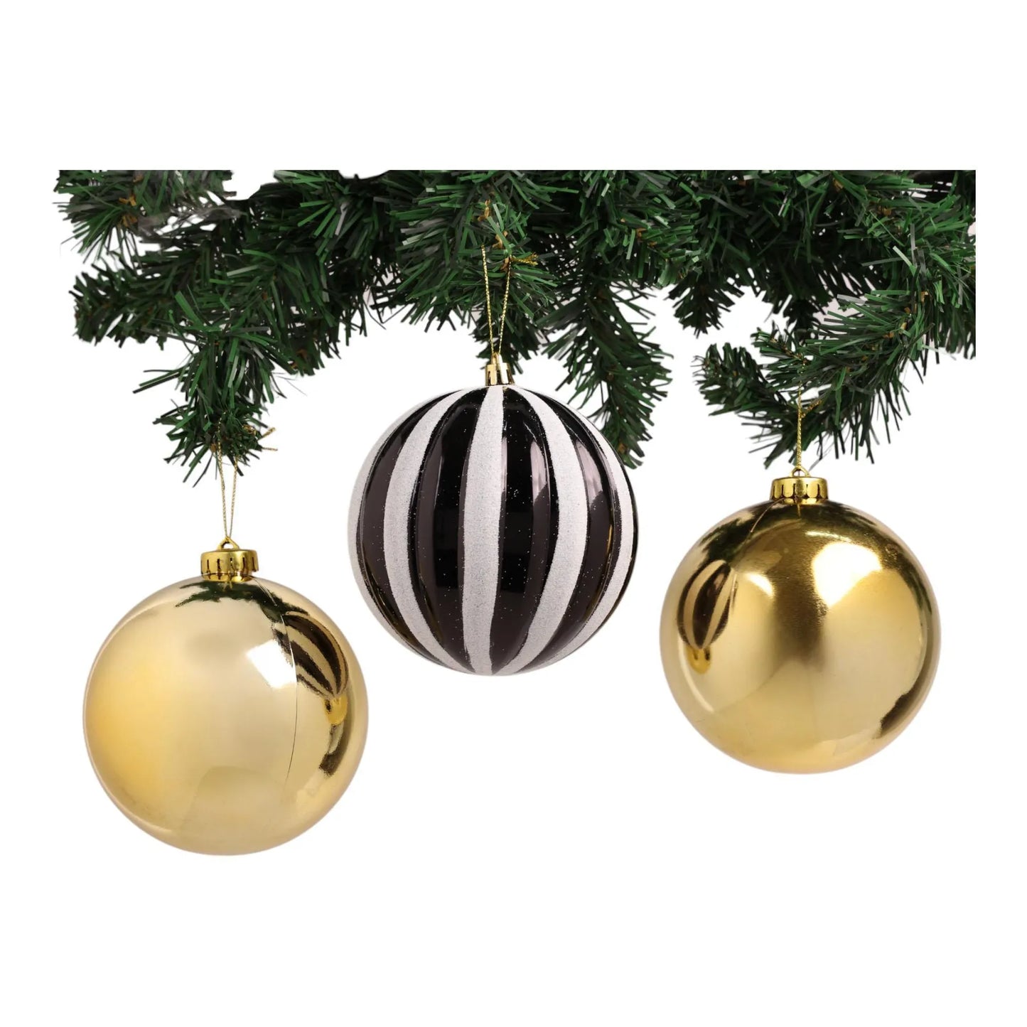 Juego de Esferas Negro y Dorado 6 piezas – 10 cm