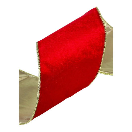 Listón Rojo con Dorado 10 cm ancho – Decoración Navideña