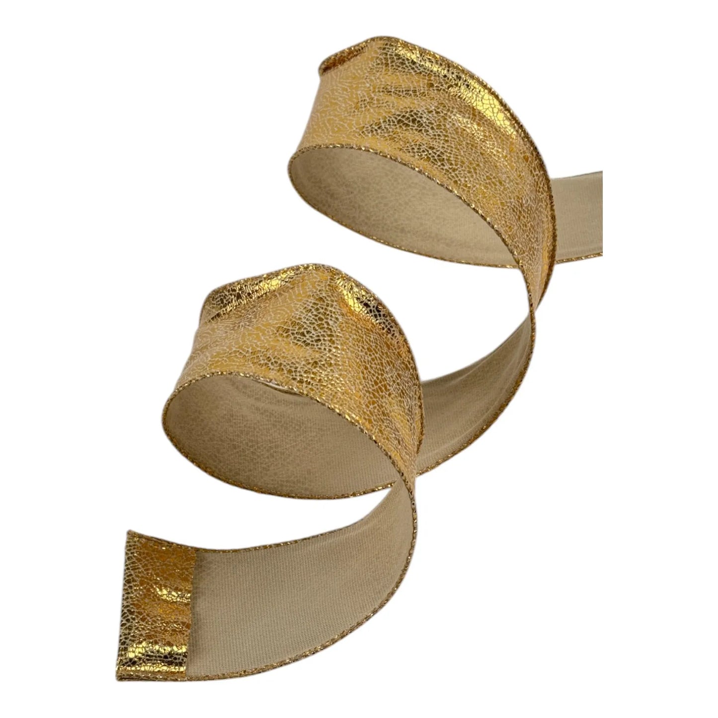 Listón Decorativa Dorada con textura – 6.3 cm x 8.22 metros
