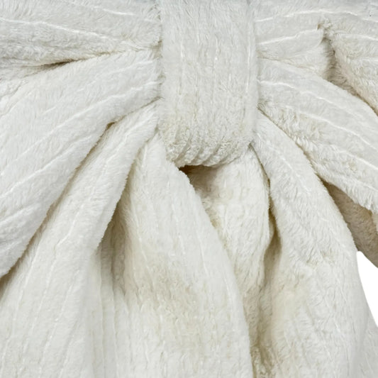 Moño Decorativo Blanco Terciopelo – 100 cm