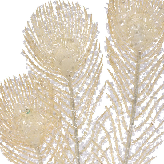 Follaje Blanco Tipo Pluma 74 cm – Decoración Navideña