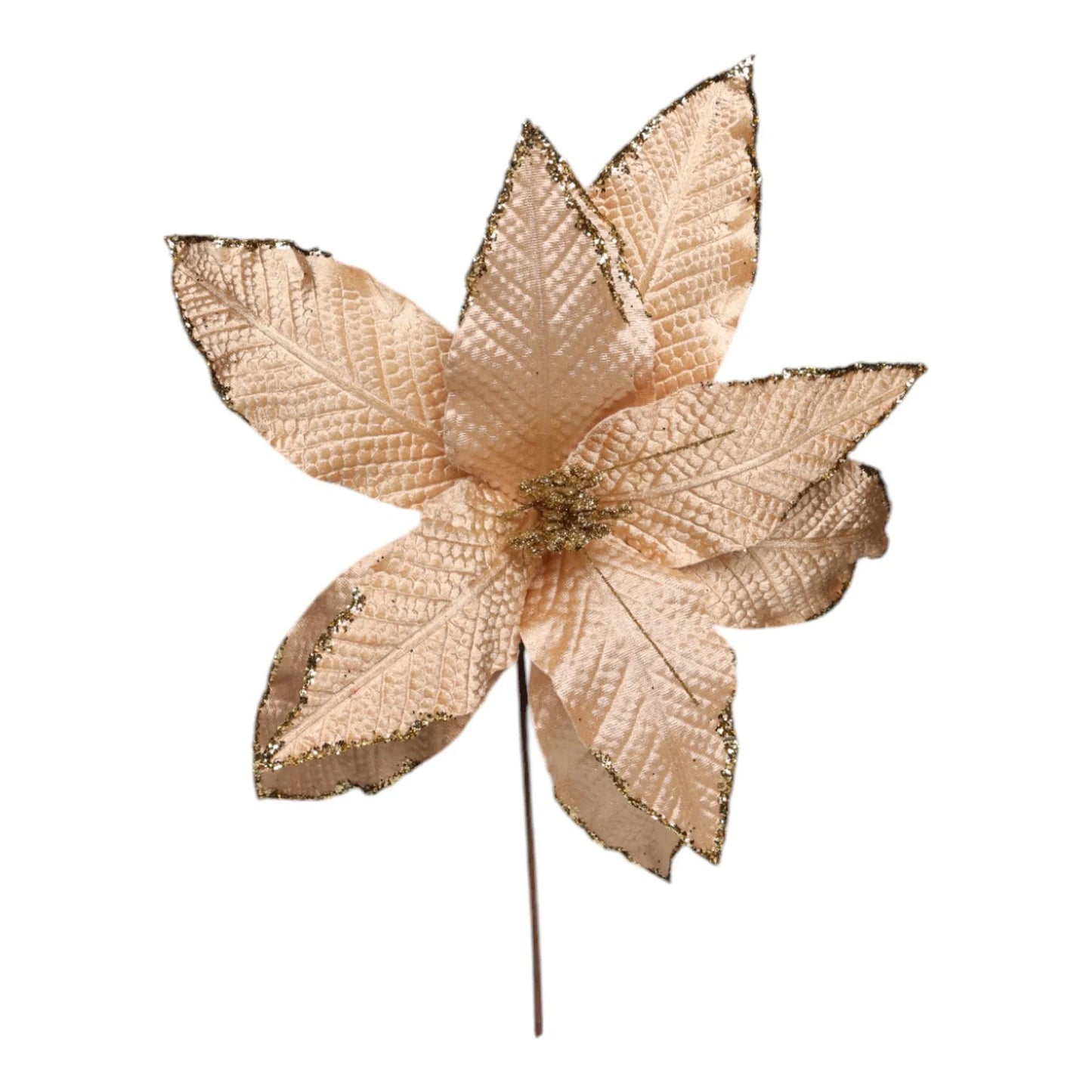 Noche Buena Decorativa Dorada y Glitter Dorado – 40 cm