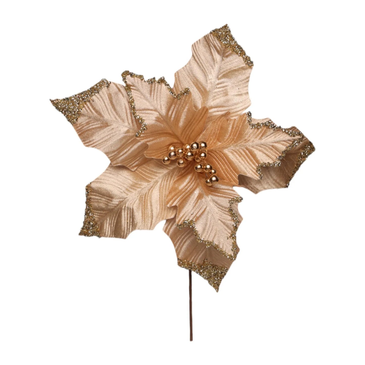 Nochebuena Decorativa Dorada con Brillos – 45 cm