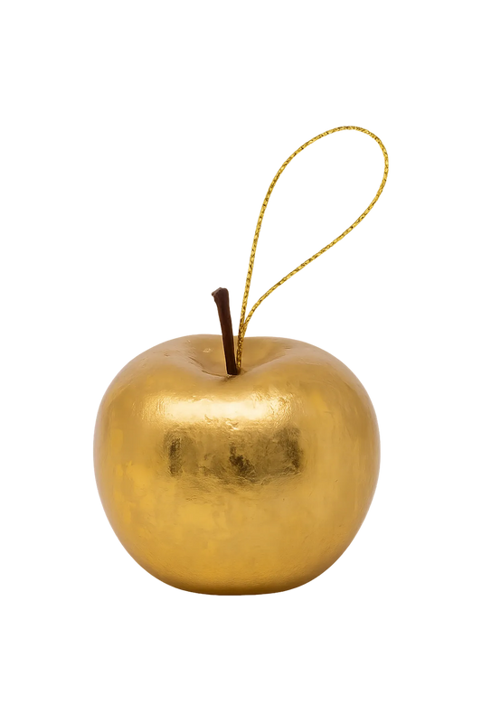 Juego de Manzanas Doradas Colgantes – Set de 2 piezas 6 cm