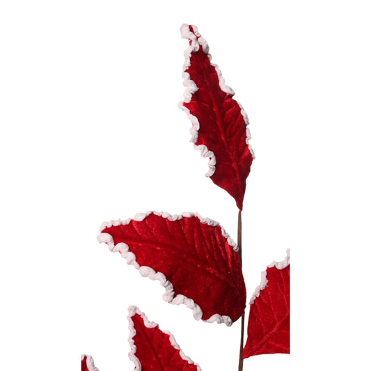 Follaje Decorativo Rojo con Borde Blanco – 78 cm
