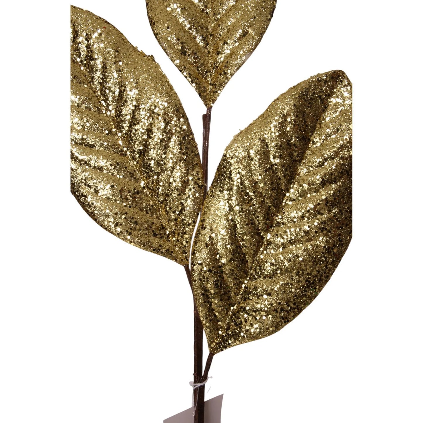 Rama Decorativa Dorada con Hojas Escarchadas – 74 cm