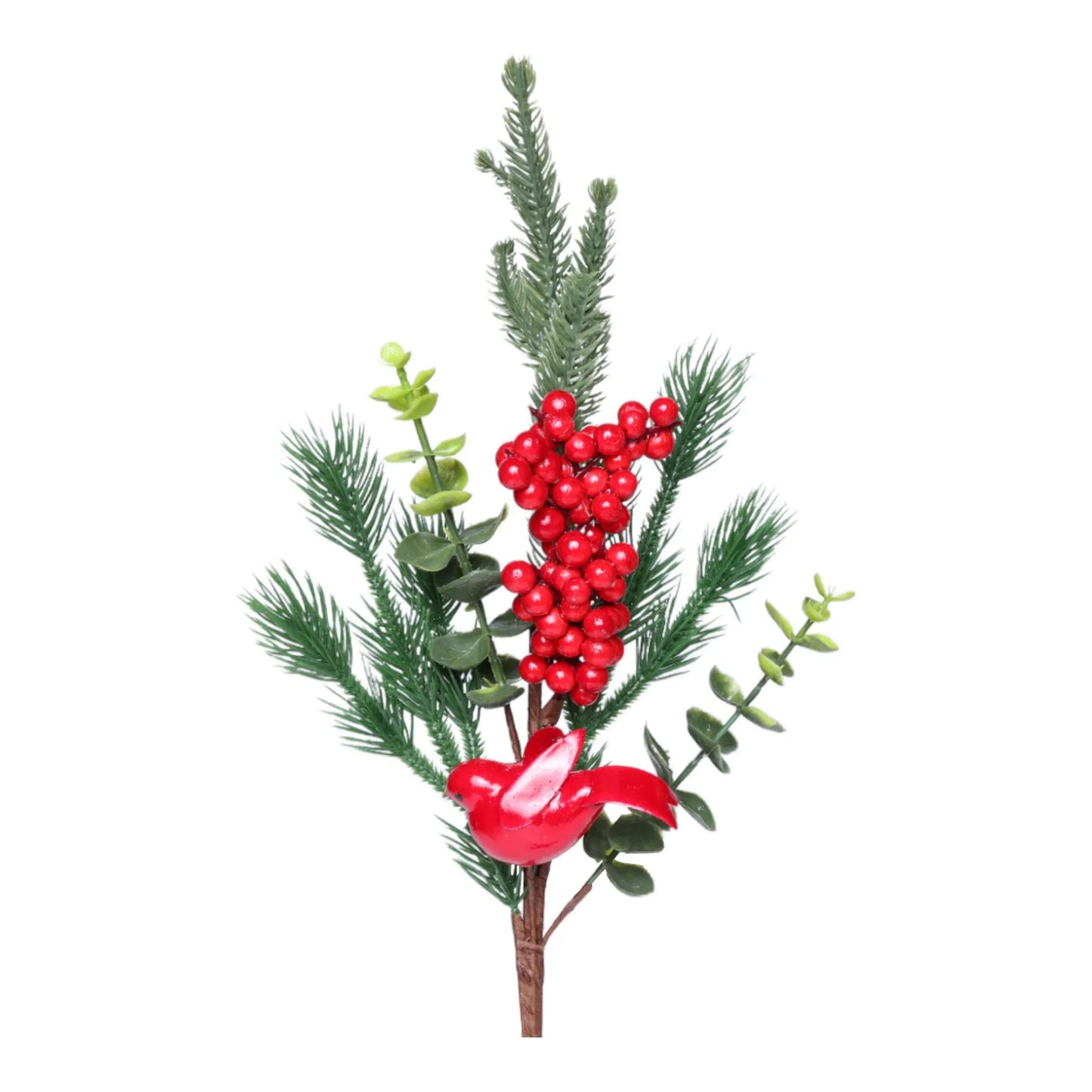 Rama Decorativa con Berries y Pájaro Rojo – 46 cm