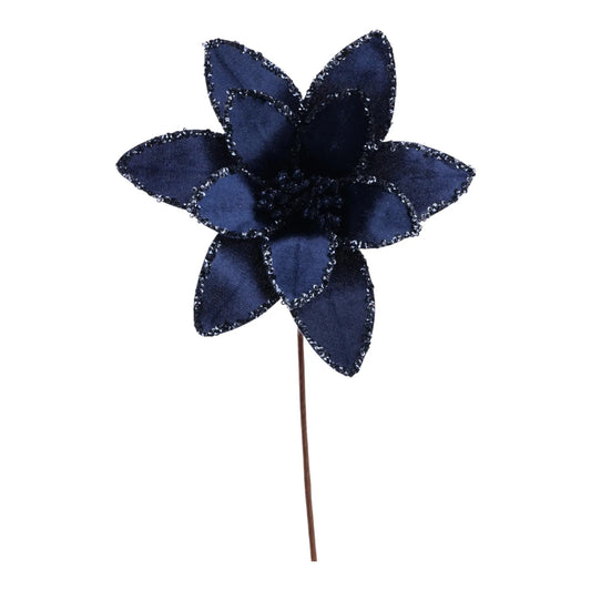 Flor Nochebuena Decorativa Azúl – 24 x 30 cm