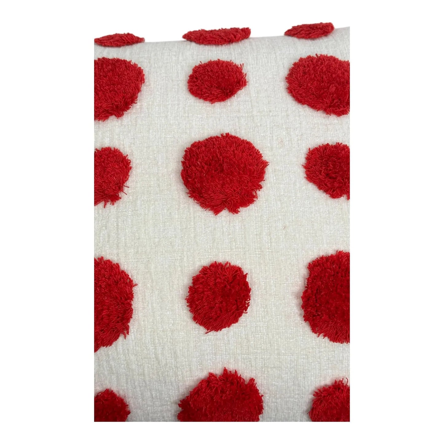 Cojín Decorativo con Pompones Rojos - 45 cm