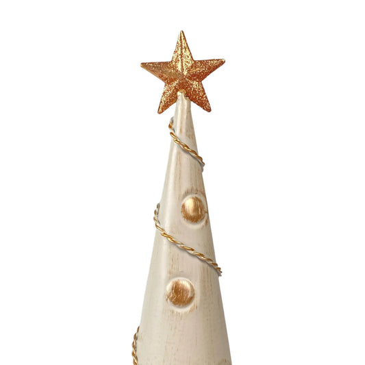 Árbol Decorativo de Hierro con Estrella y Detalles Dorados 9×9×38.5 cm