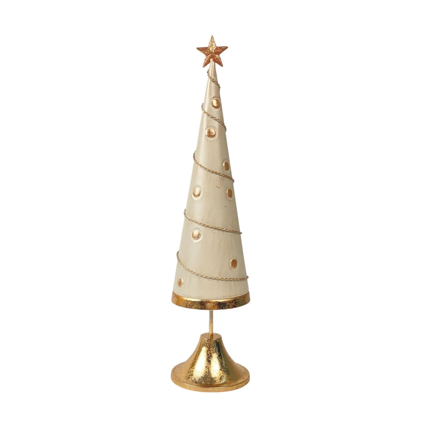 Árbol Decorativo de Hierro con Estrella y Detalles Dorados 9×9×38.5 cm