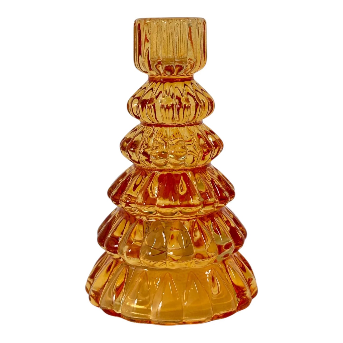 Portavela de Vidrio en Forma de Árbol Naranja 8.4×8.4×13.5 cm