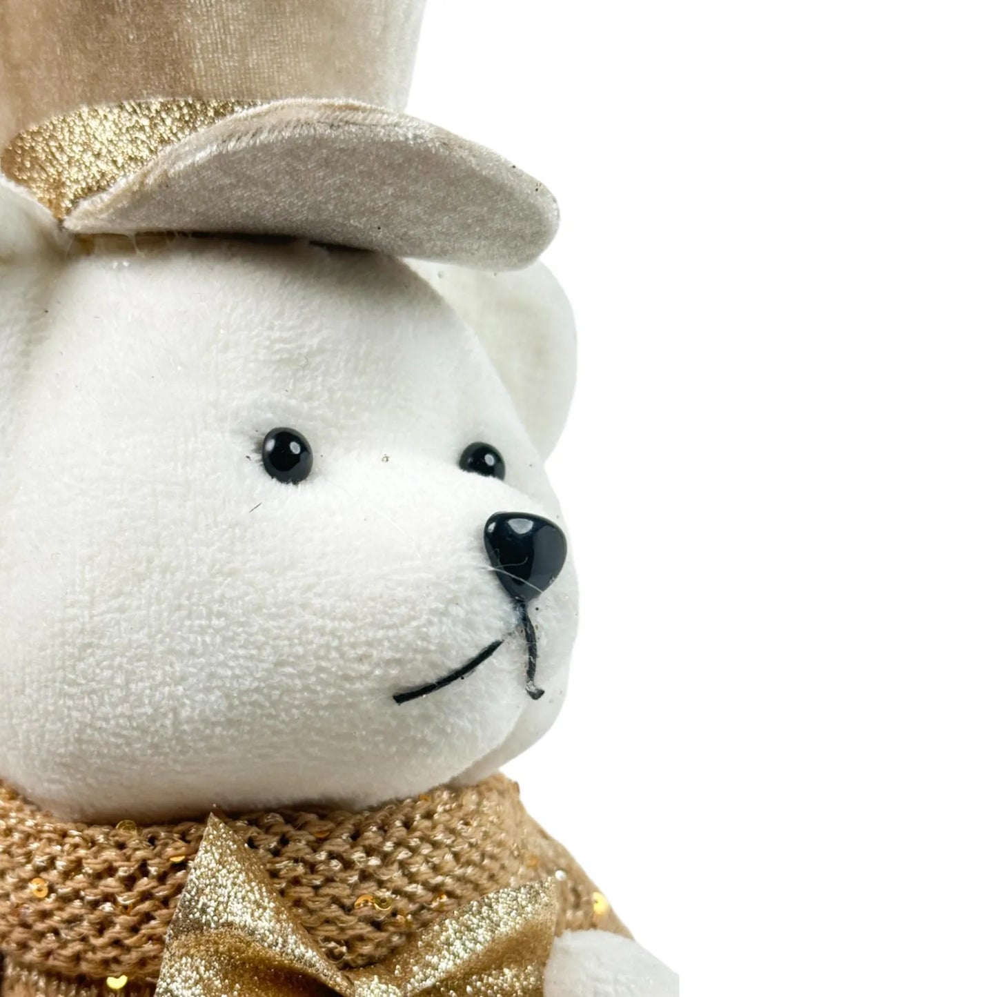 Oso Polar Decorativo Sentado con Sombrero - 32.5 cm