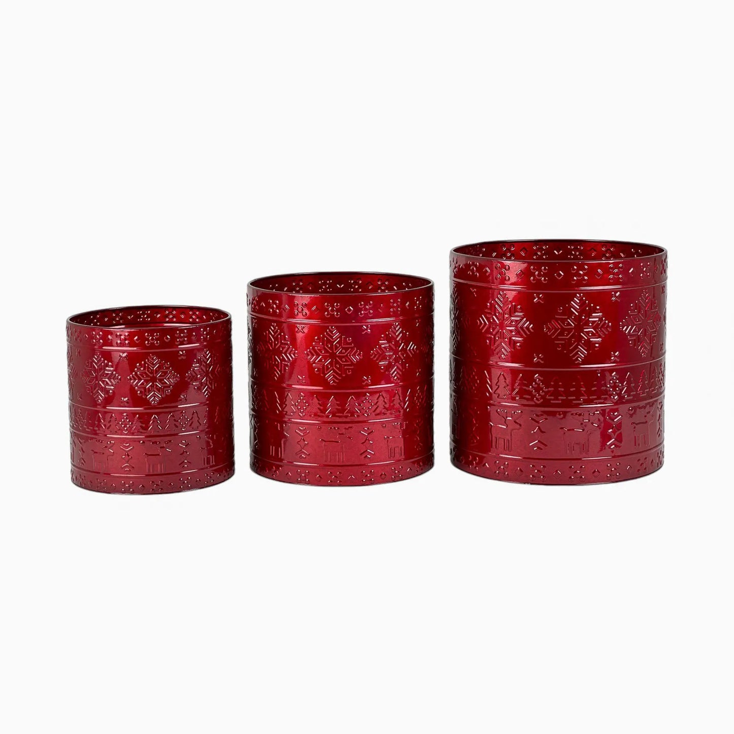 Juego de botes decorativos navideños repujados - 3 piezas