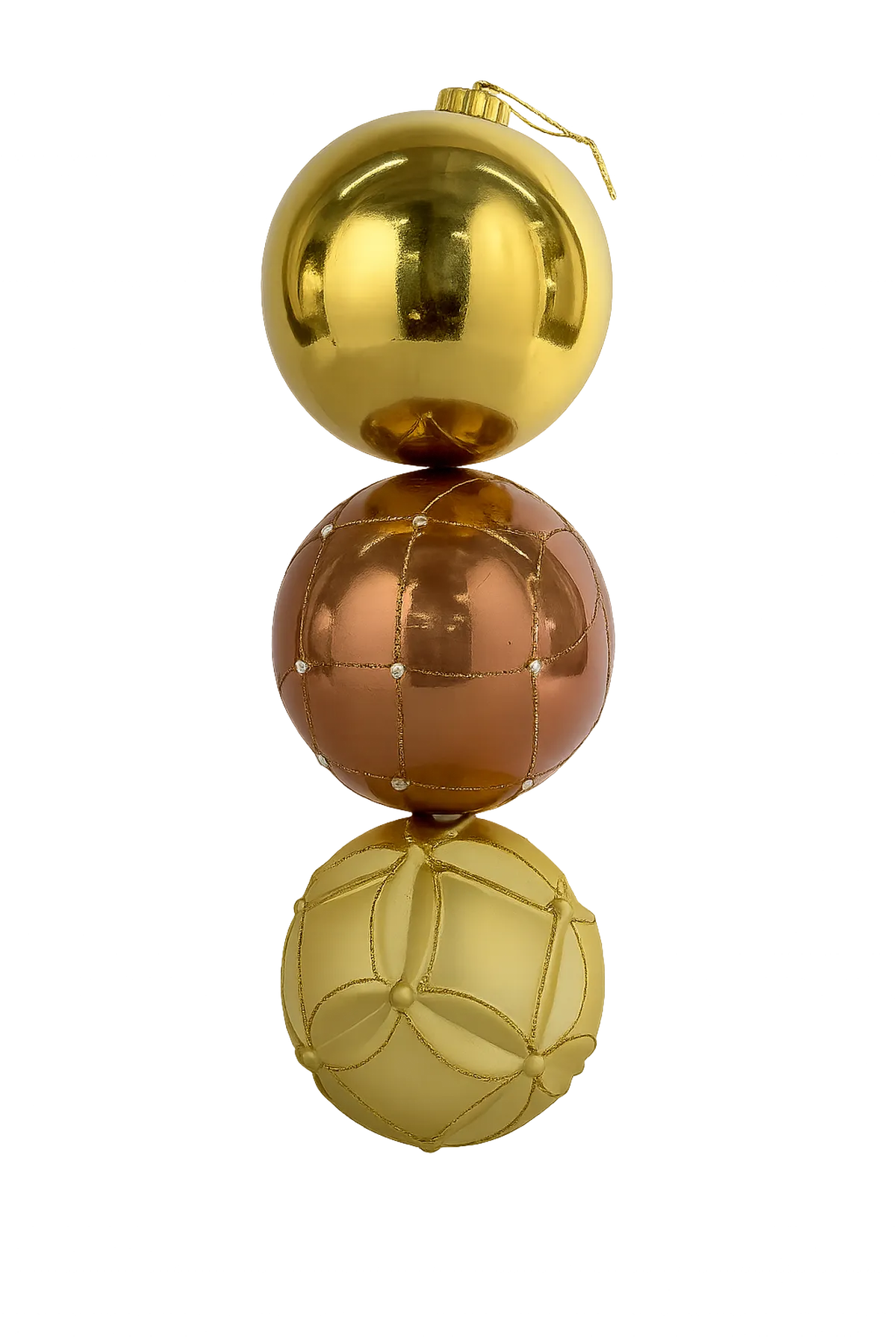 Juego de Esferas Decorativas Oro y Rose Gold Set con 3 piezas – 12 cm