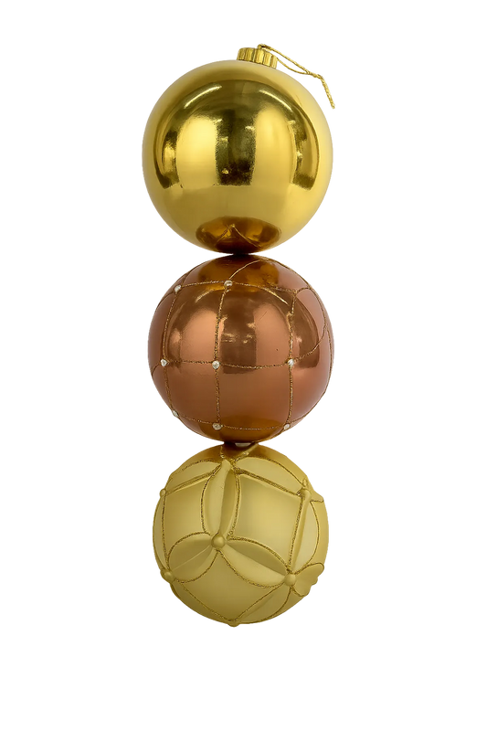 Juego de Esferas Decorativas Oro y Rose Gold Set con 3 piezas – 12 cm