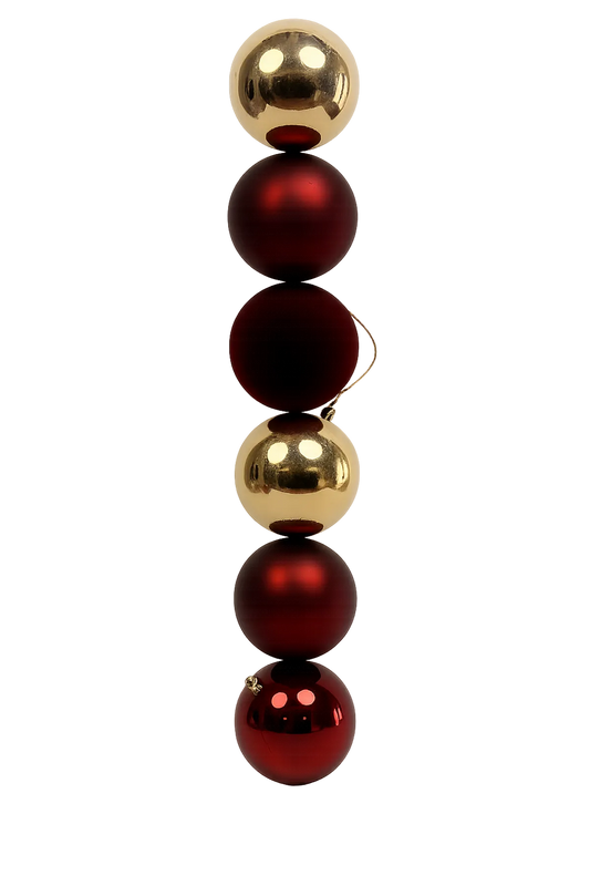 Juego de Esferas Rojo y Dorado 6 piezas – 10 cm