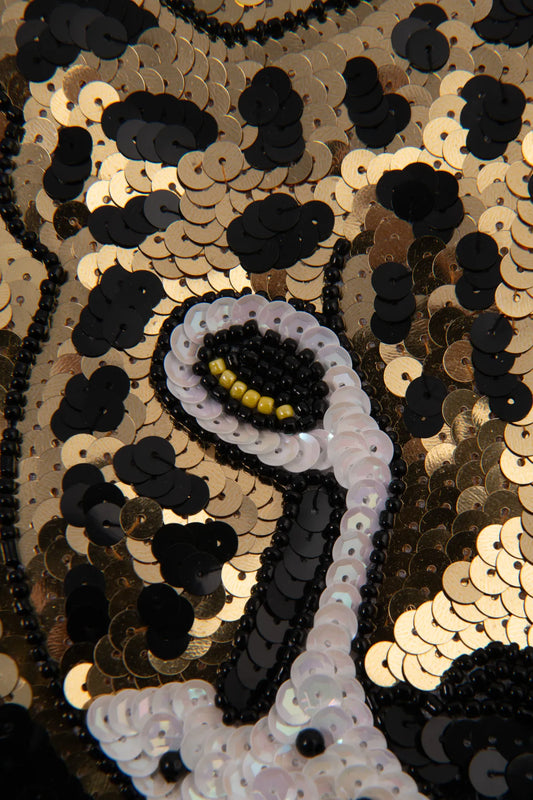 Aplicación de Lentejuela Cabeza de Jaguar 18x20 cm Decorativa | Ideal para Ropa, Accesorios y Manualidades DIY