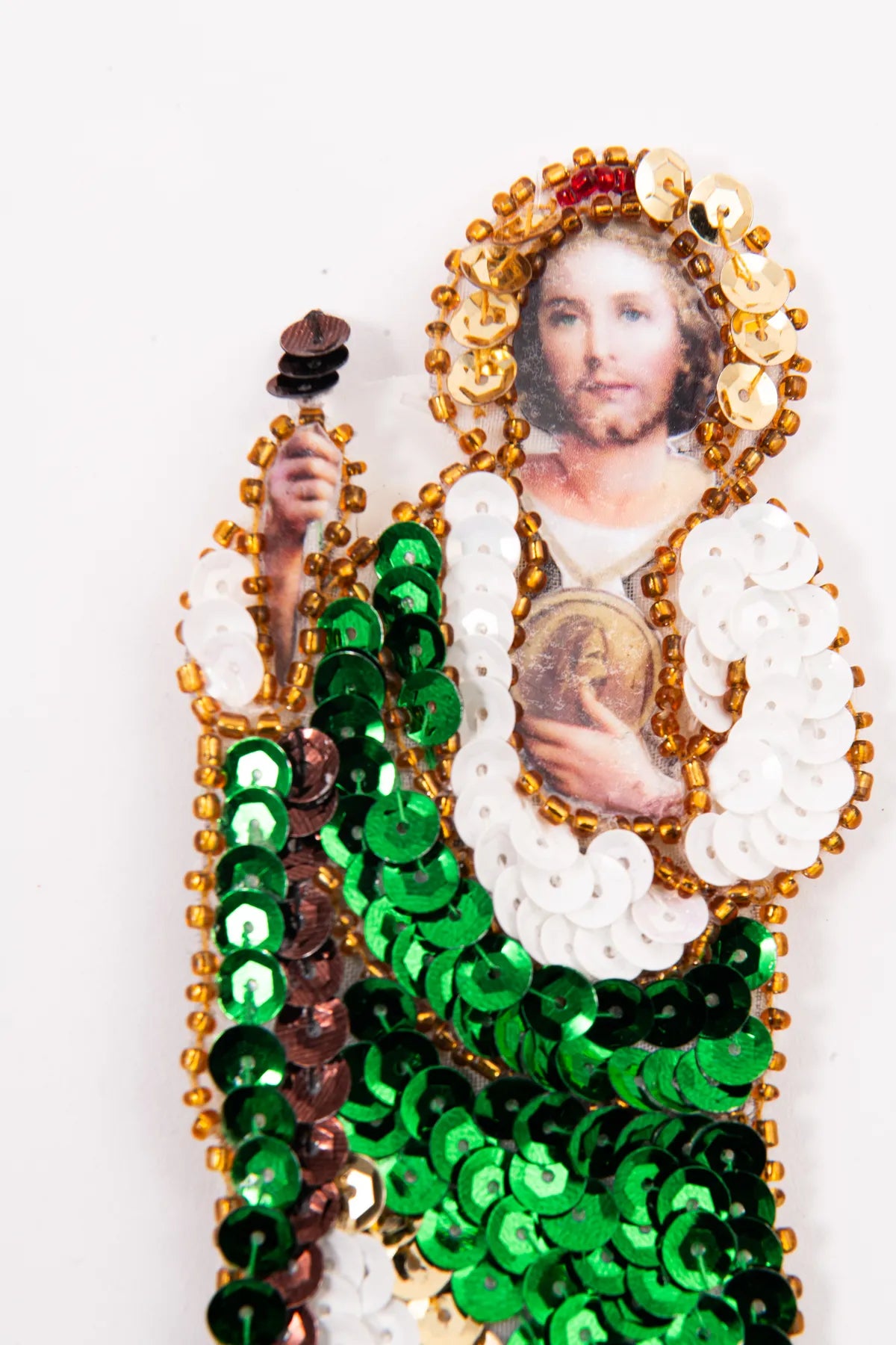 Aplicación de Lentejuela San Judas Tadeo 15.5 cm Decorativa | Ideal para Ropa, Accesorios y Manualidades