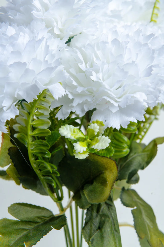 Ramo Claveles Blancos Artificiales 10 Cabezas 35 cm