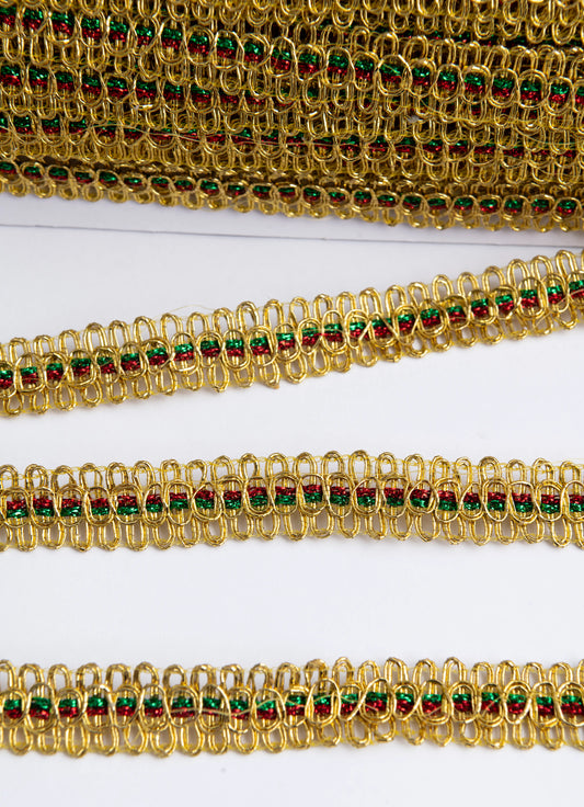 Galón Metalizado Dorado 1.5 cm – Rollo de 18 Metros