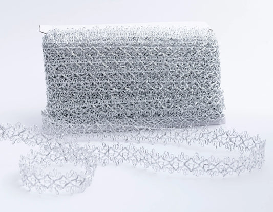 Galón Metalizado Plateado 3 cm Ancho – Rollo de 27 m