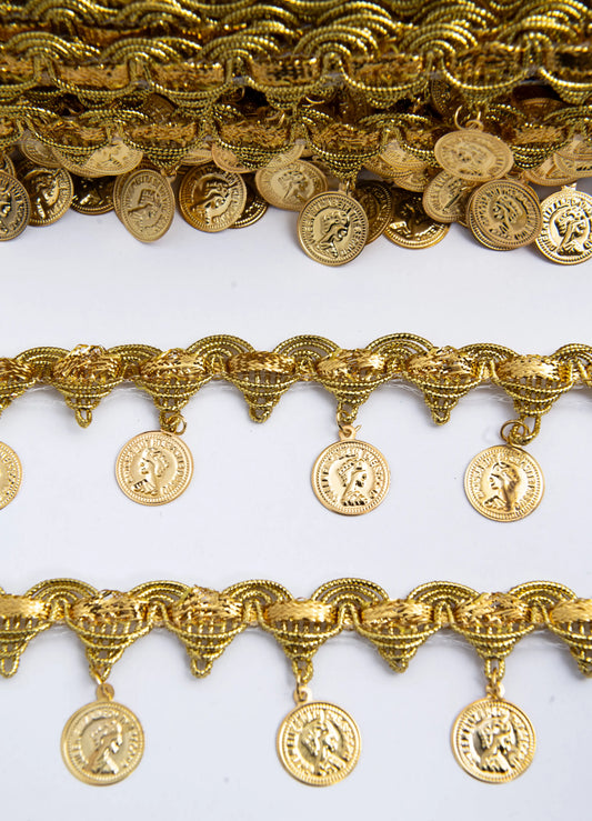 Galón Metalizado con Moneda – Rollo 27m