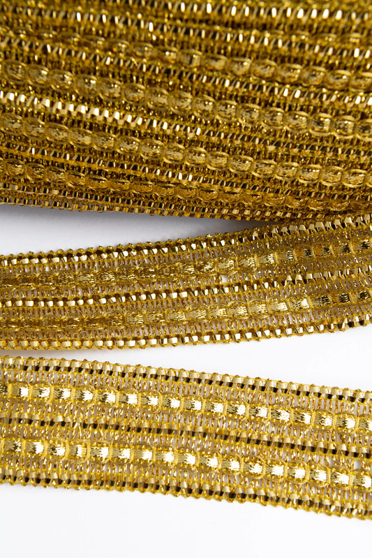 Galón Metalizado Dorado 4 cm – Rollo con 27 metros