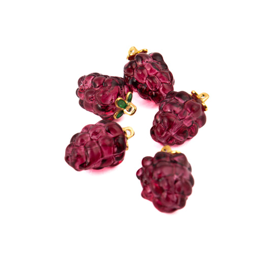 Dije Zarzamora de Cristal Rojo con Aro Dorado Paquete con 5 | Ideal para Bisutería, Collares y Pulseras DIY (Copia)