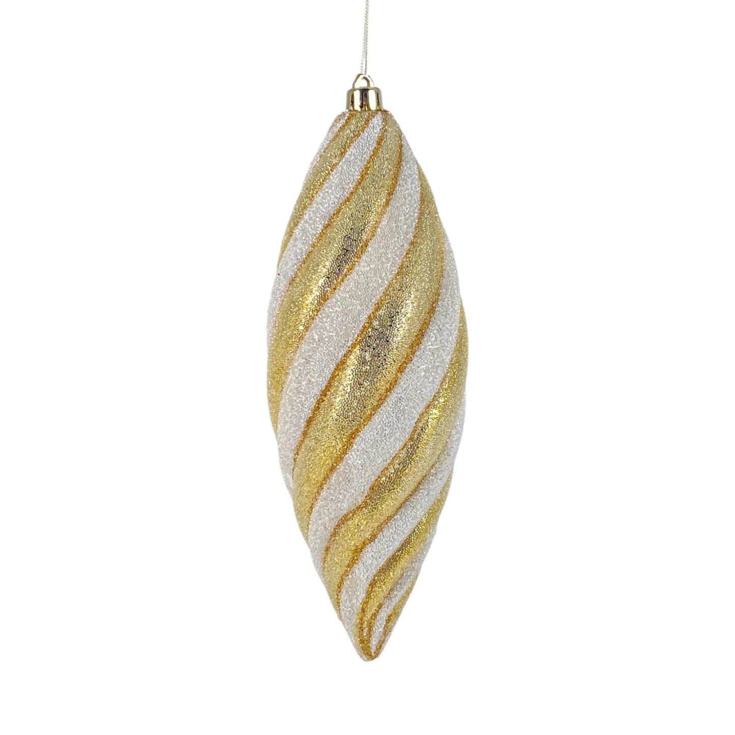 Juego de 2 Adornos Navideños Espiral Blanco y Dorado