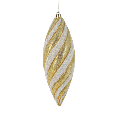 Juego de 2 Adornos Navideños Espiral Blanco y Dorado