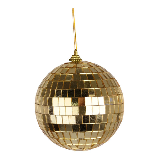 Juego de Esferas Decorativa Tipo Bola Disco Dorada Set de 4 Piezas – 20 cm