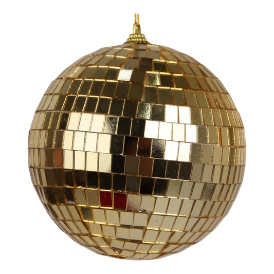 Esfera Decorativa Tipo Bola Disco Dorada – 12 cm