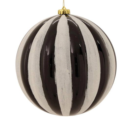 Esfera Decorativa Rayada Rojo con Negro – 20 cm