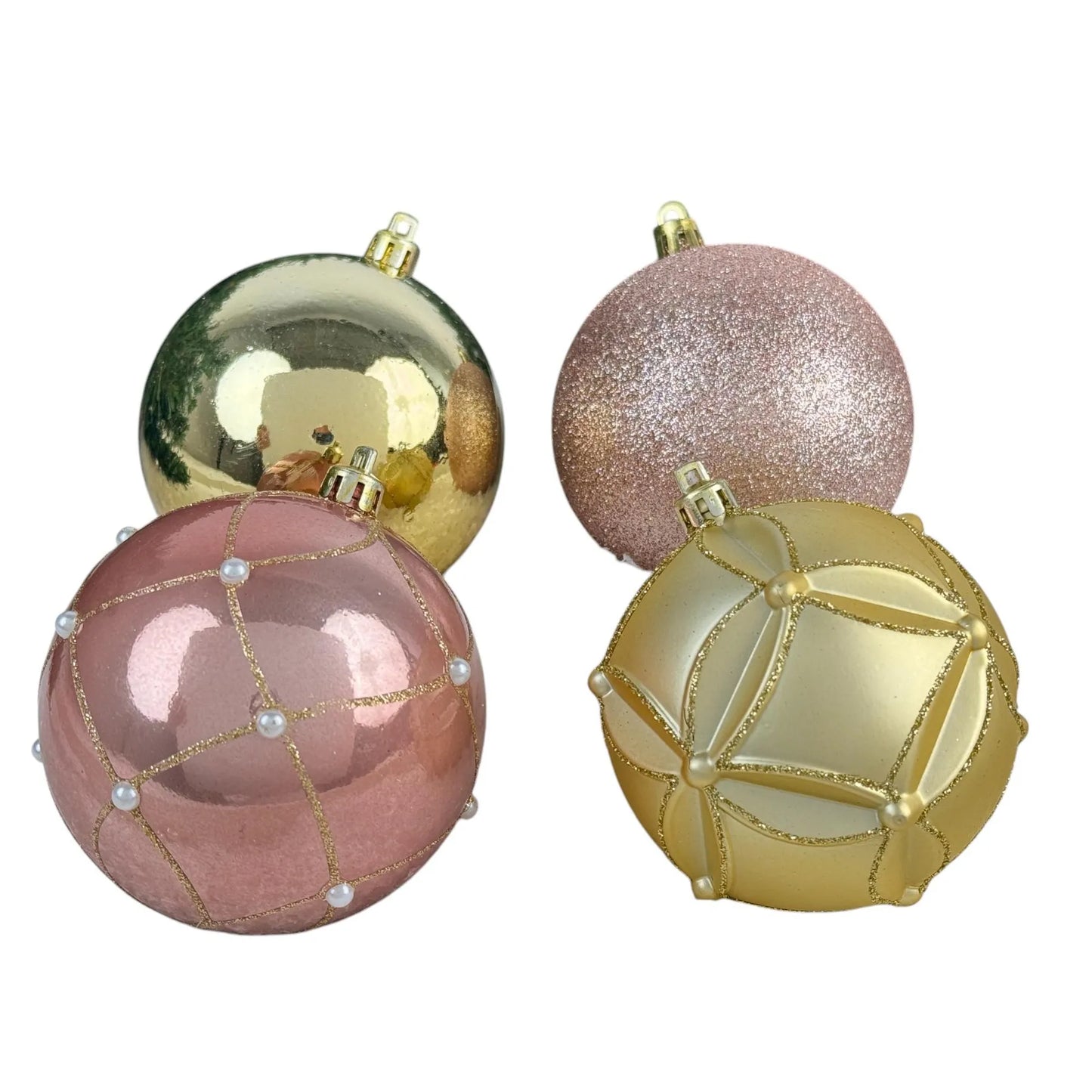 Juego de Esferas Decorativas Oro y Rose Gold 6 piezas – 10 cm