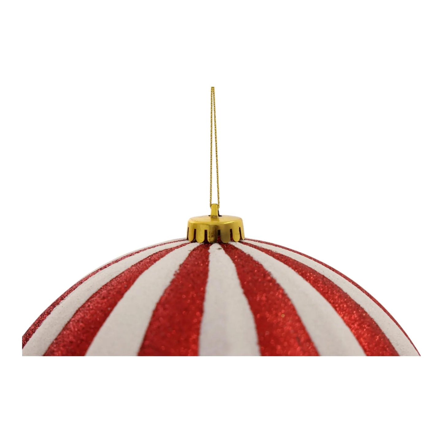 Esfera Decorativa Rayada Rojo con Blanco – 20 cm