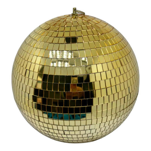 Esfera Decorativa Tipo Bola Disco Dorada – 30 cm