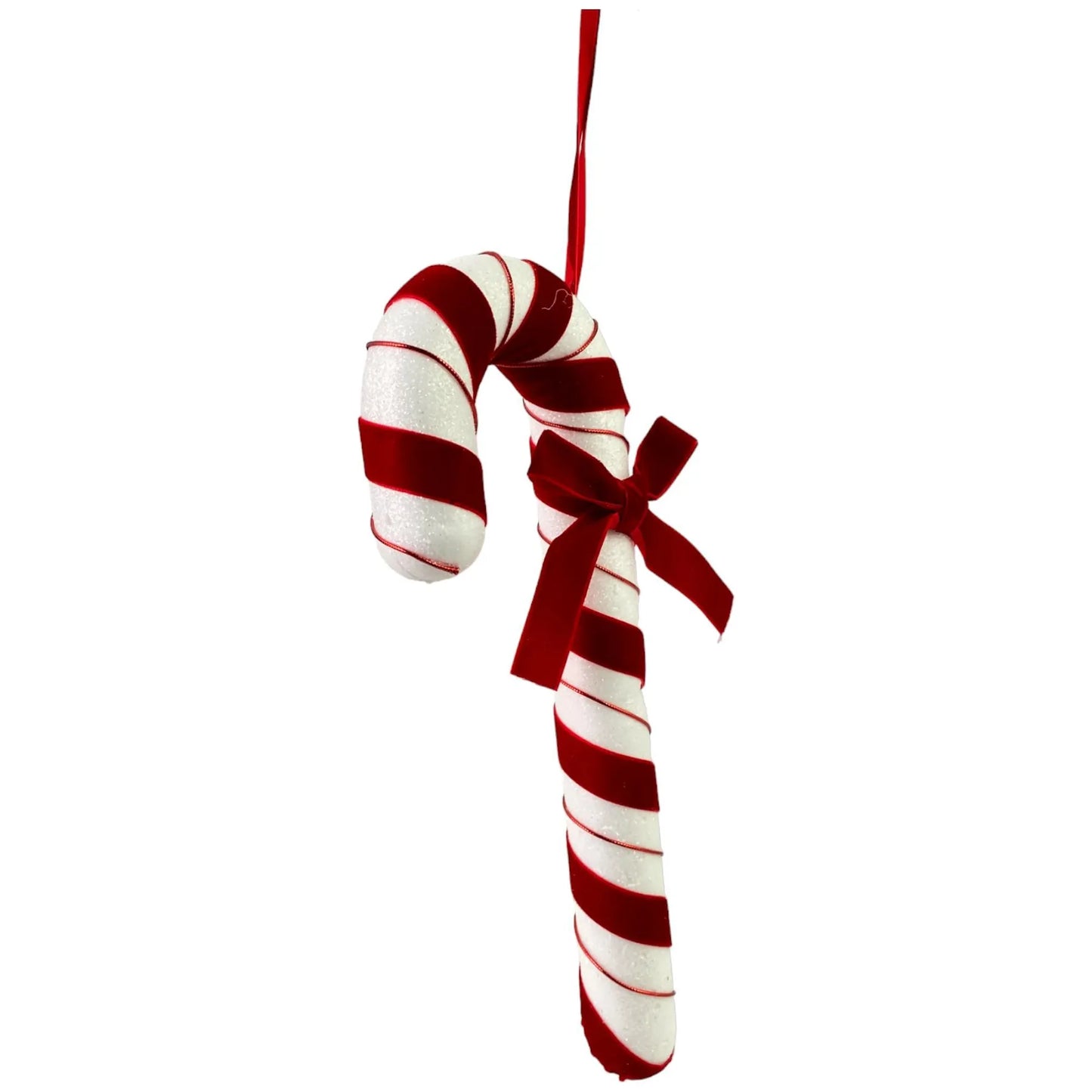Bastón Navideño Colgante en Foam y Listón Rojo