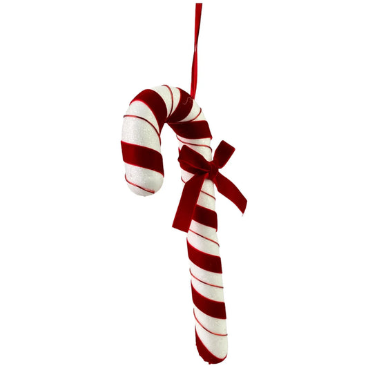 Bastón Navideño Colgante en Foam y Listón Rojo