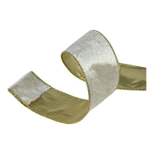 Listón Dorado Champagne 6.3 cm ancho – Decoración Navideña