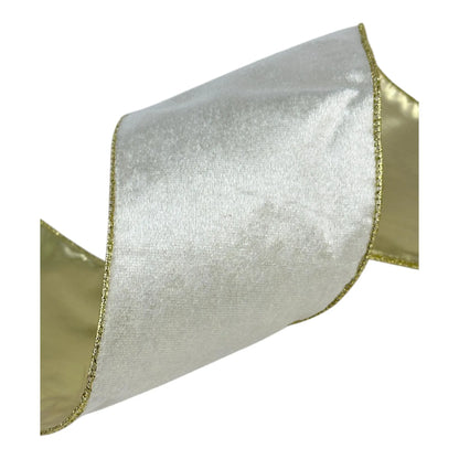 Listón Dorado Champagne 10 cm ancho  – Decoración Navideña