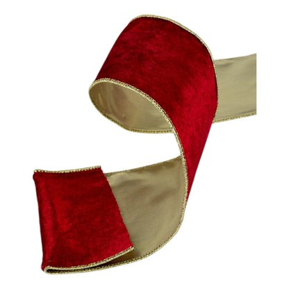 Listón Rojo con Dorado 6.3 cm ancho – Decoración Navideña