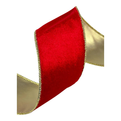 Listón Rojo con Dorado 6.3 cm ancho – Decoración Navideña