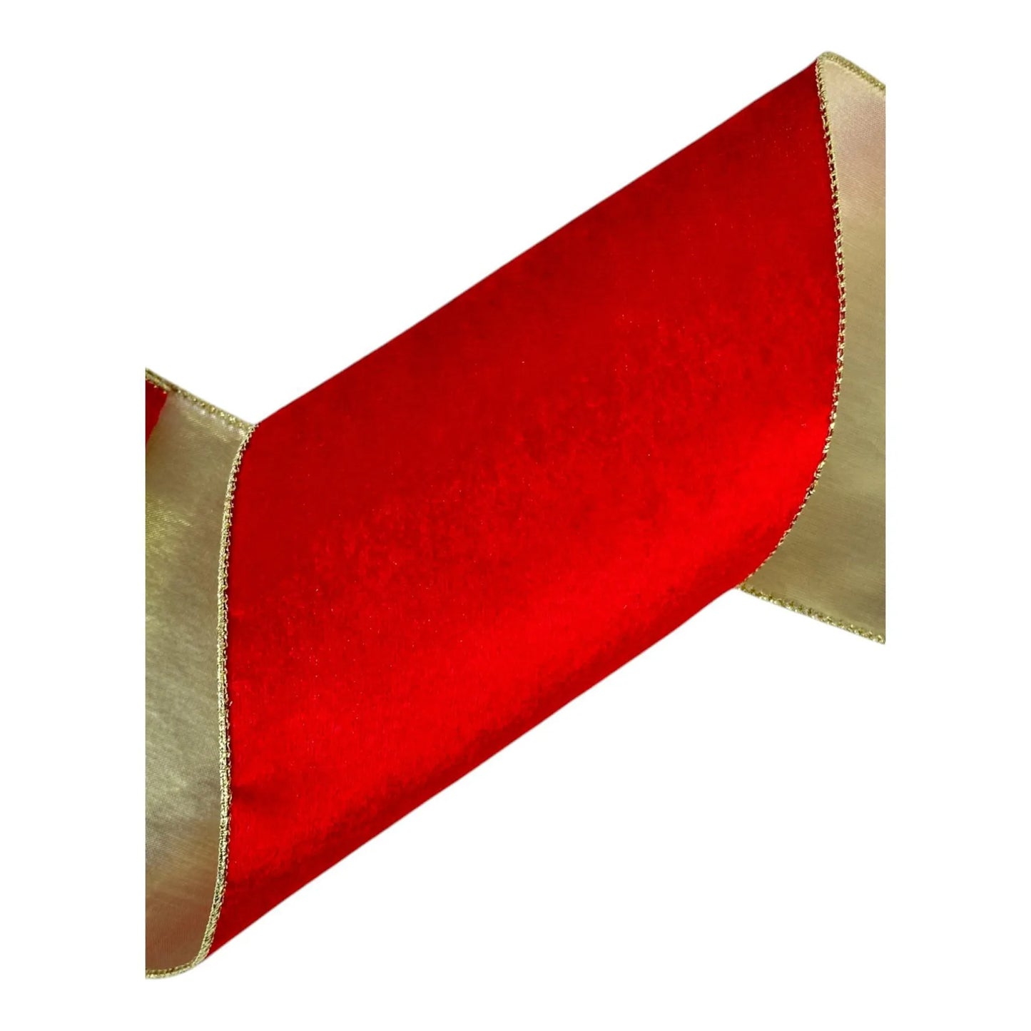 Listón Rojo con Dorado 15 cm ancho  – Decoración Navideña