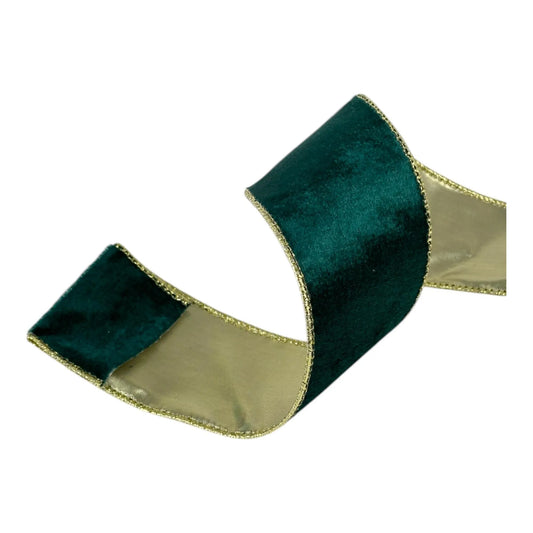 Listón Verde con Dorado 6.3 cm ancho – Decoración Navideña