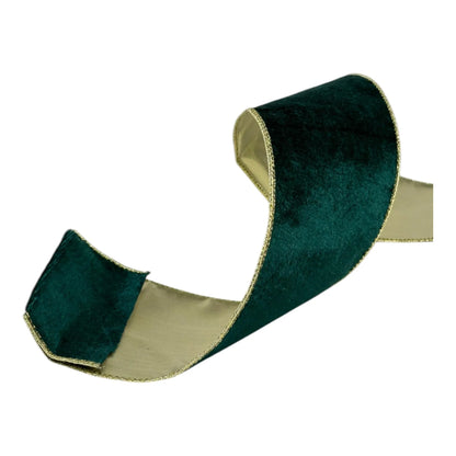 Listón Verde con Dorado Champagne 10 cm ancho  – Decoración Navideña