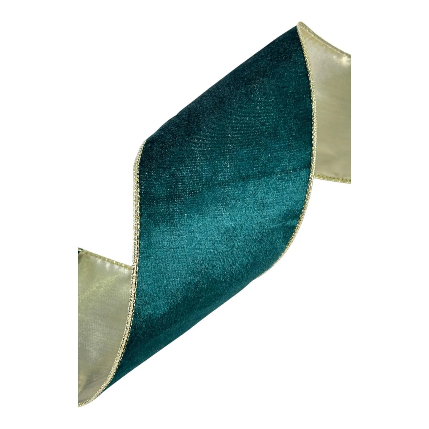 Listón Verde con Dorado Champagne 10 cm ancho  – Decoración Navideña