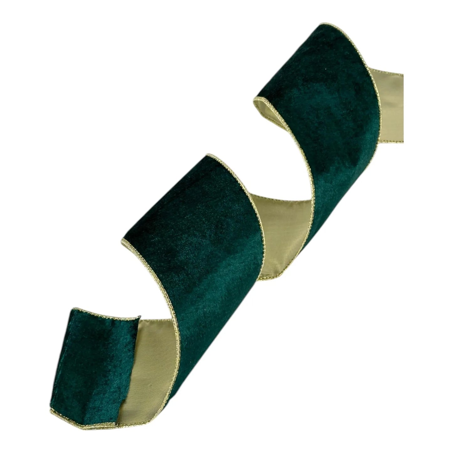 Listón Verde con Dorado Champagne 10 cm ancho  – Decoración Navideña