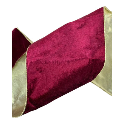 Listón Guinda con Dorado 15 cm ancho  – Decoración Navideña